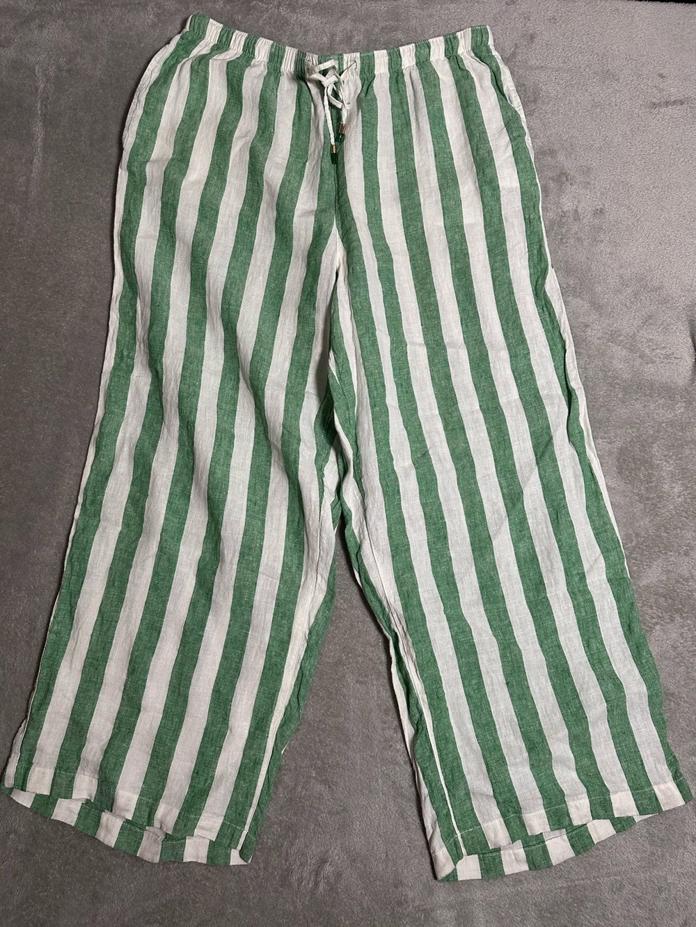 C&C California Green and White Striped Linen Pants Size XL